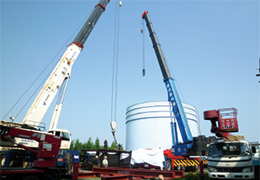 200t・160tオールテレーンによる定修玉掛け作業